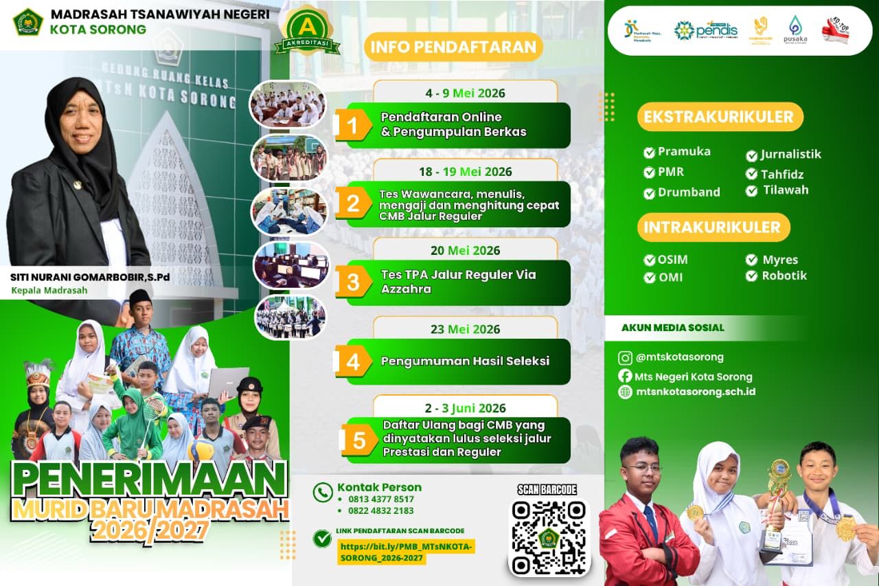 MTs Negeri Kota Sorong Buka Penerimaan Murid Baru Tahun Pelajaran 2026/2027